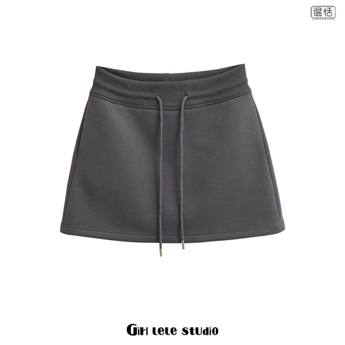 【包邮】美式复古高腰防走光半身裙户外健身网球裙显瘦抽绳卫裙