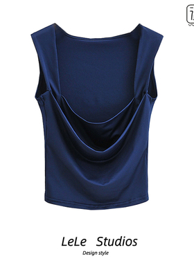 【包邮】欧美风方领低胸灰色吊带背心女辣妹性感外穿内搭短上衣潮