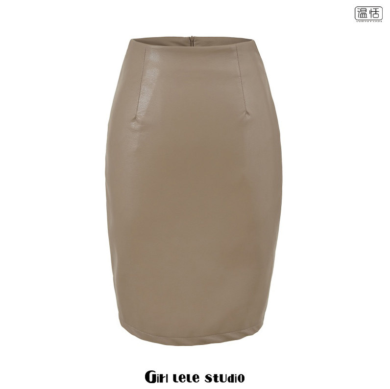 【包邮】美式复古风性感PU皮半身裙高腰显瘦A字包臀开叉气质短裙
