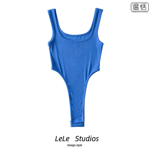 露腰大U领背心连体衣美式上衣