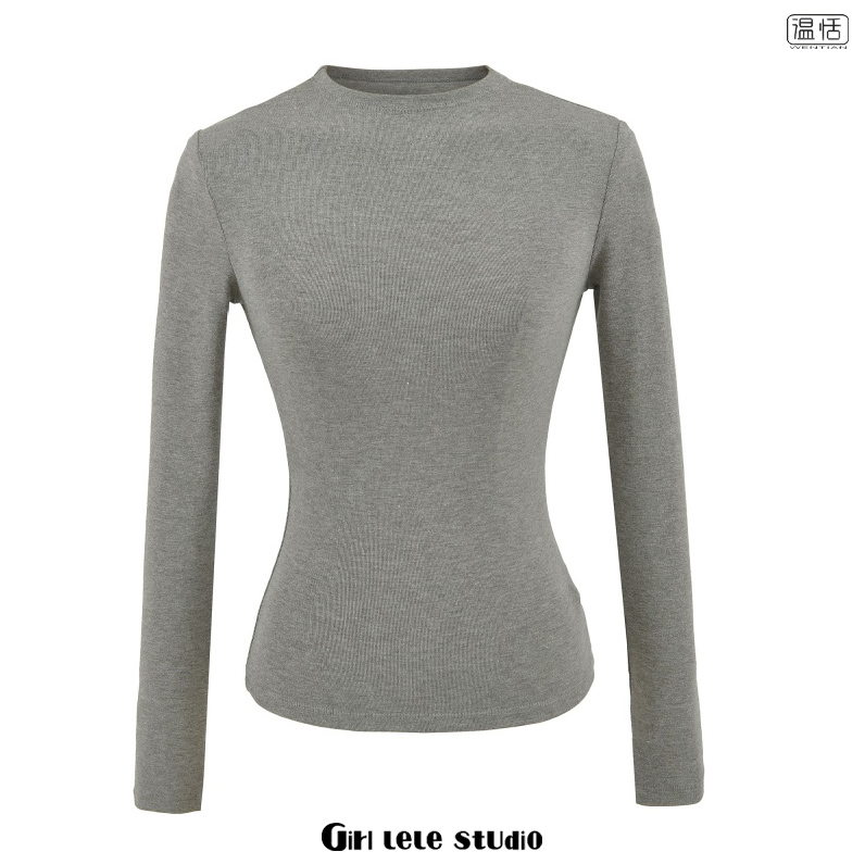 纯欲辣妹风圆领套头长袖T恤女