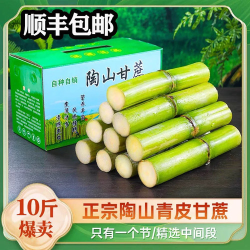 正宗陶山甘蔗新鲜青皮绿皮甘蔗孕妇水果应季整箱礼盒5斤脆甜多汁