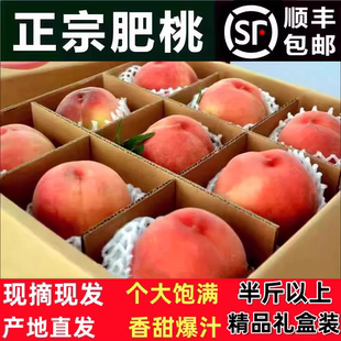 顺丰山东特产肥桃肥城水蜜桃礼盒现摘新鲜脆甜超大毛桃子肥佛桃