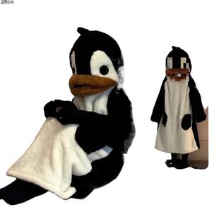 好看女冬款企鹅珊瑚宽松睡衣睡衣连体南极毛绒绒网红加绒加厚可爱