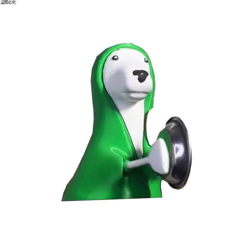 创意摆件狗搞点点儿动静响铃小狗搞怪狗子敲盆狗整绿色玩具修小