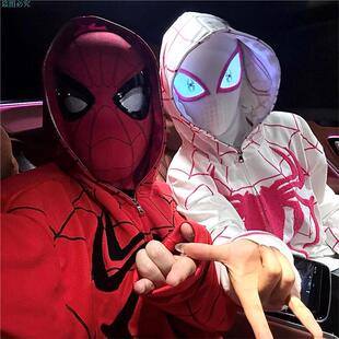 蜘蛛侠头套漫威可动眼睛迈尔斯头套手动电动搞怪情侣款送男友礼物