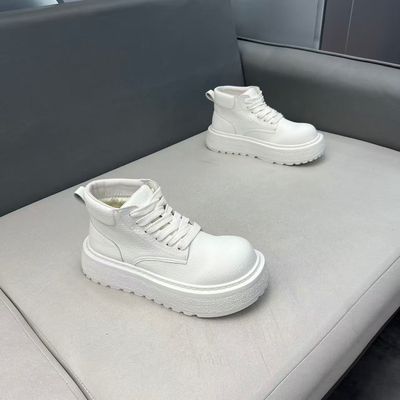 2025新款真皮马丁靴男款厚底增高短筒机车靴子男士休闲百搭工装靴