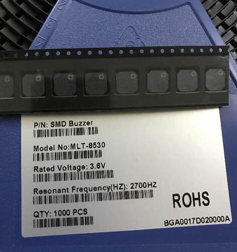 MLT-8530 8.5*8.5*3MM SMD3V无源侧发音电磁式贴片蜂鸣器（5个）