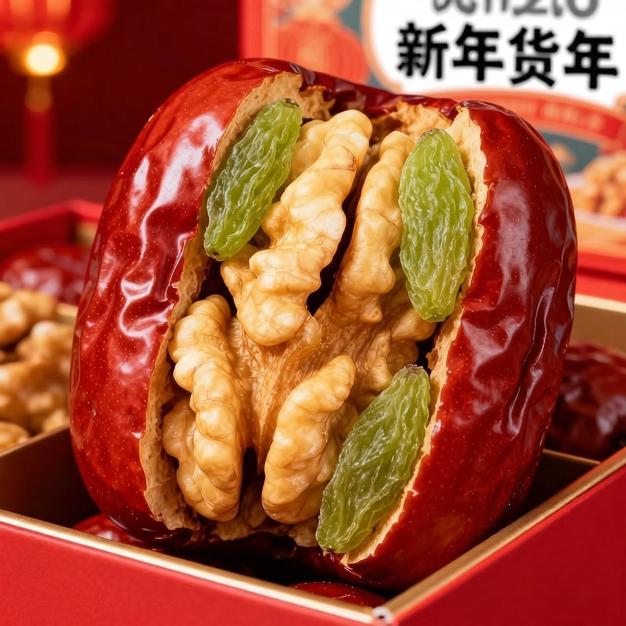 红枣夹核桃仁新疆和田大枣葡萄干去核夹心零食独立小包装整箱特产