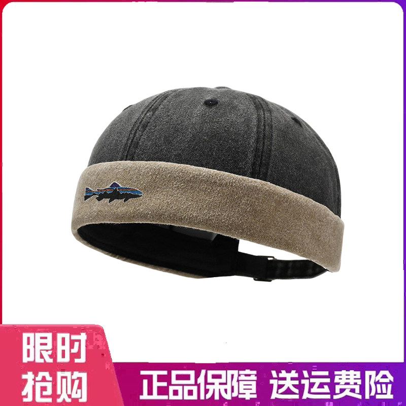 户外帽子休闲水洗拼色瓜皮帽情侣街头嘻哈软顶唐帽四季百搭地主帽