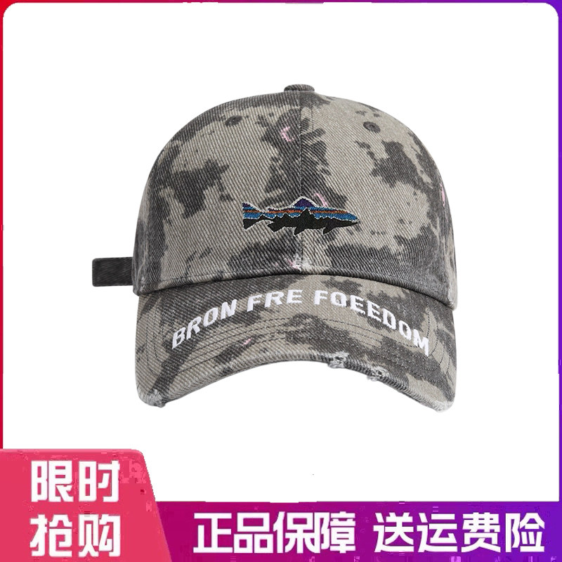 户外帽子美式做旧迷彩刺绣棒球帽男女款四季宽檐遮阳鸭舌帽显脸小