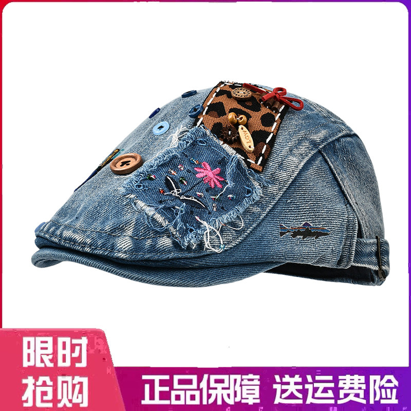户外帽子复古设计感贴布彩色小马牛仔前进帽女街头潮流画家帽男潮