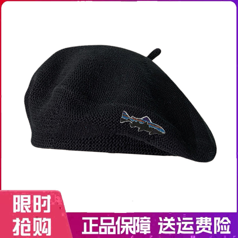 户外帽子贝雷帽女糖果色针织蓓蕾帽显脸小圆顶画家帽英伦风报童帽