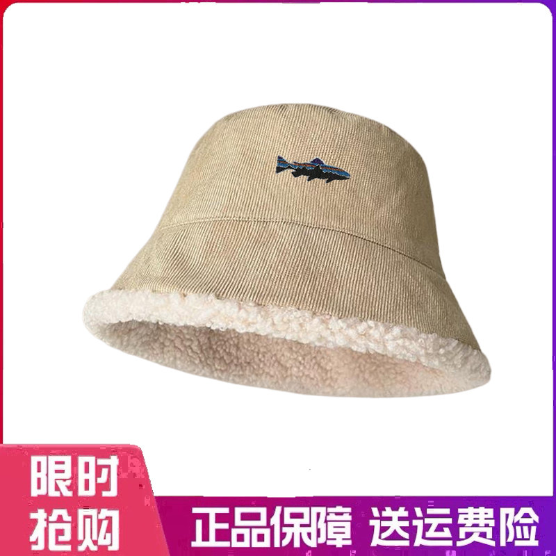 户外帽子渔夫帽女秋冬季百搭显脸小盆帽加厚保暖防风防寒水桶帽