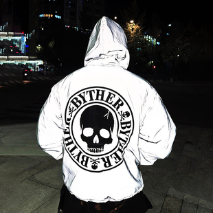 the Dark外套 ByTheR骑车男秋冬连帽双面加绒夜光Glow 韩国代购