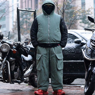 代购韩国潮牌ByTheR男女冬季宽大加厚夹棉保暖工装裤棉裤长裤子