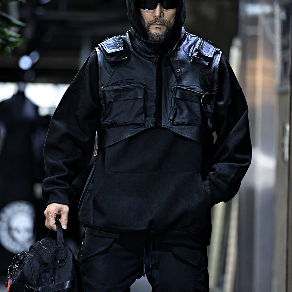 代购韩国潮牌ByTheR新款宽松外口袋涂层短款背心马甲Techwear风格