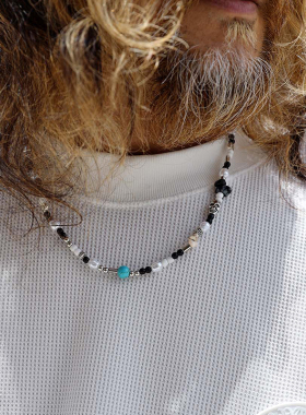 韩国ByTheR代购微笑骷髅石珠项链