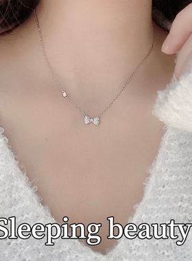 925纯银锁骨链蝴蝶结项链小众轻奢高级设计感送闺蜜礼物 女友礼物