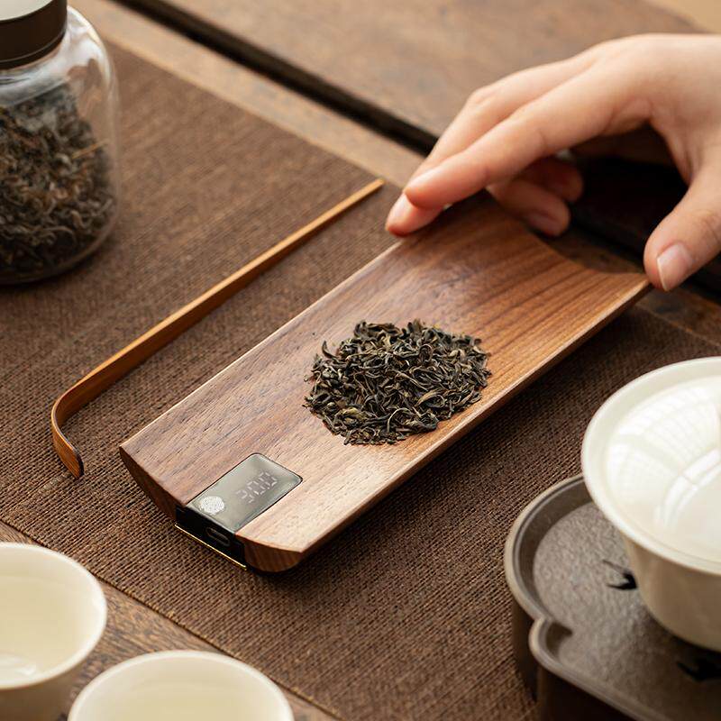 实木茶则电子秤实木喝茶专用散茶叶称精准迷你称茶精确0.1克称量