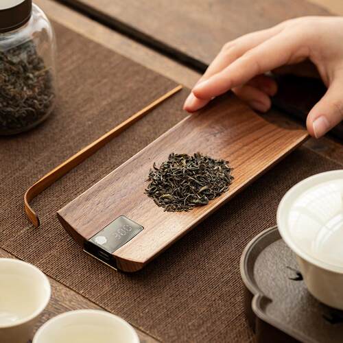 胡桃木茶则电子秤精准迷你