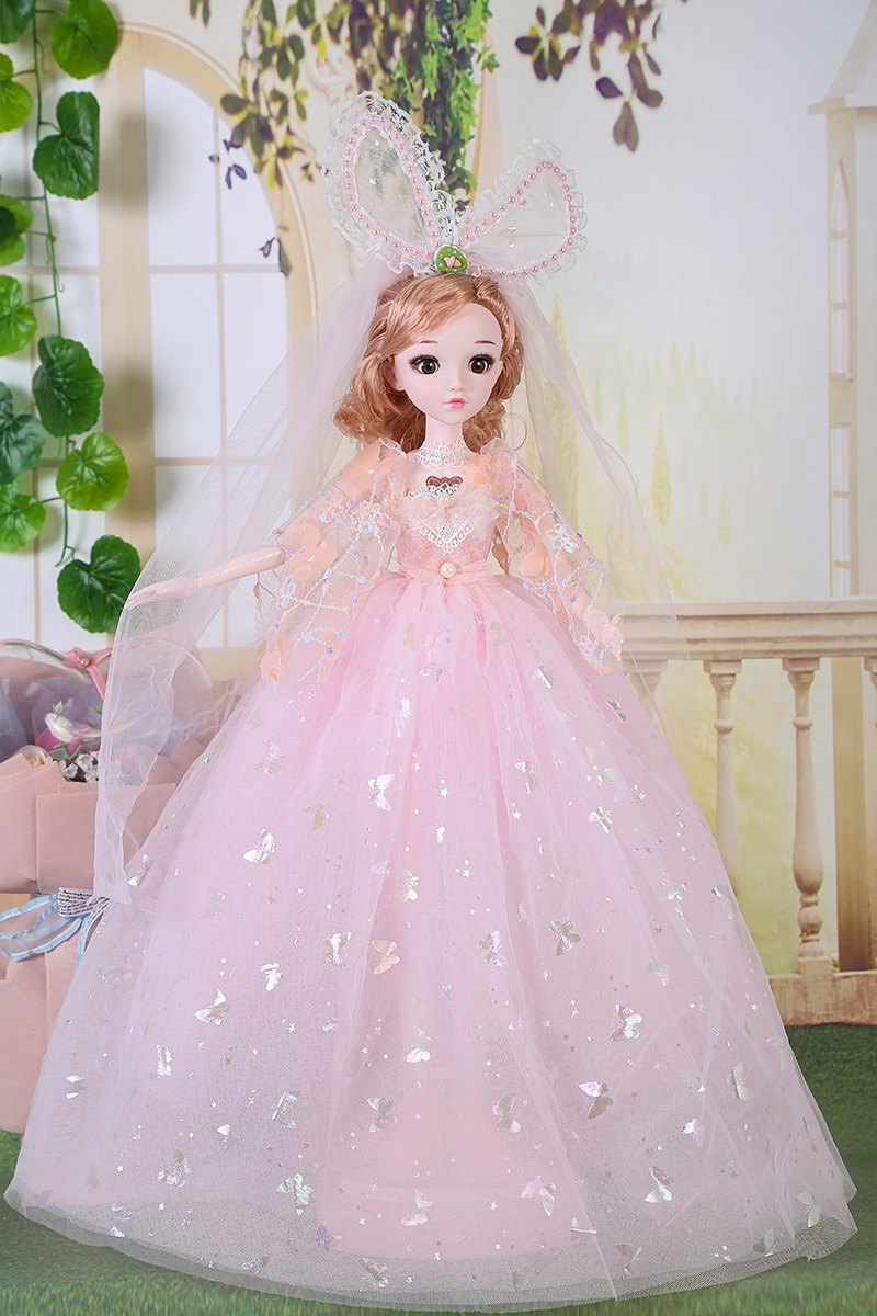 迪美60厘米花朵公主超大芭芘娃娃智能音乐女孩礼物儿童玩具婚纱