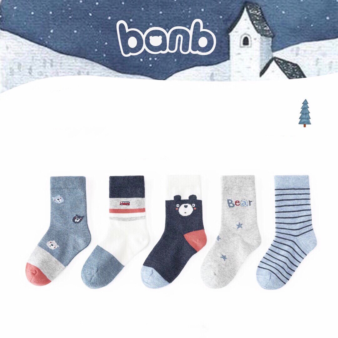 18-20码小学生斑比童袜男女童春季秋冬27-33码纯棉无骨5双盒装