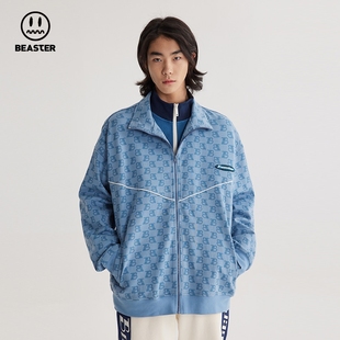 BEASTER WAVE官方国潮老花满印宽松立领夹克国潮嘻哈外套男街头