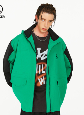 BEASTER 官方潮流撞色休闲宽松拉链外套立领个性时尚美式夹克男女