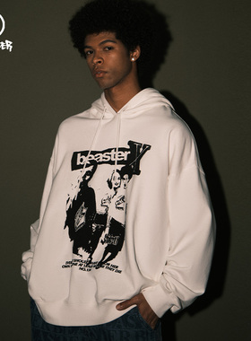 BEASTER 连帽卫衣男帽衫夏季新款棉美式潮牌廓形上衣国潮情侣装