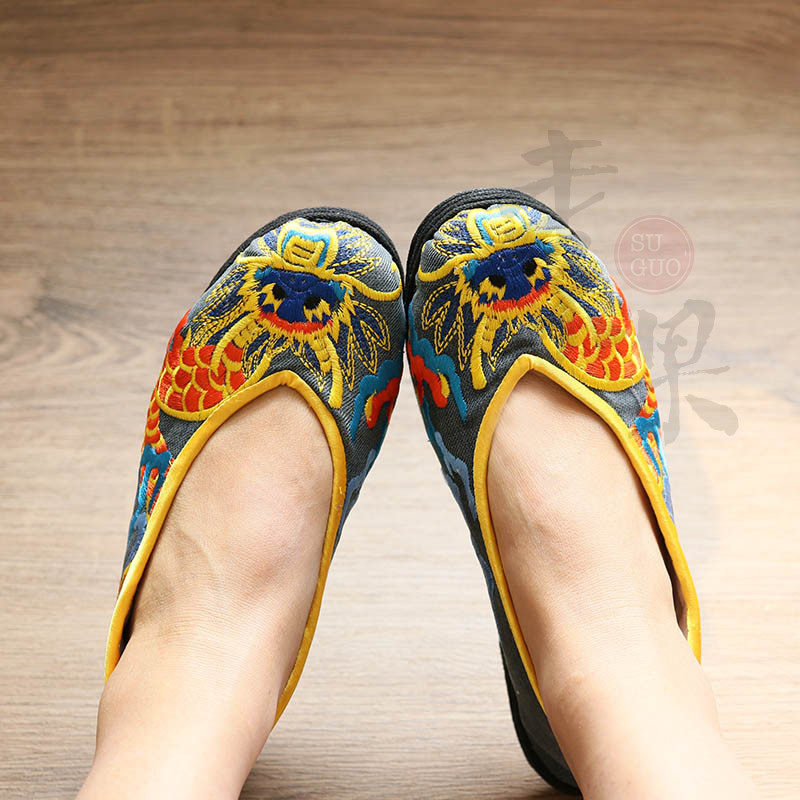 素果清仓机器绣花鞋 牛仔布圆头布鞋平底麻根多双,女鞋,绣花鞋,淘宝优惠券,粉丝福利购,淘宝优惠卷