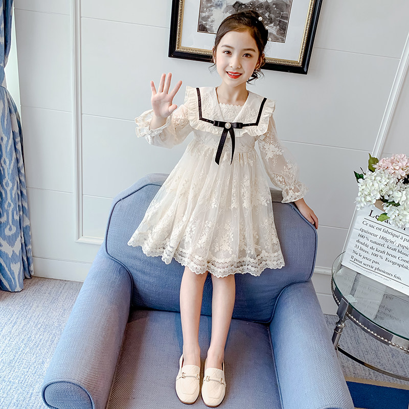 女童连衣裙春装2025新款洋气女孩蕾丝公主裙春秋儿童裙子童装春款