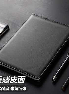 a5笔记本子定制可印logo超厚加厚记事本商务b5黑色皮面本工作会议记录本子办公简约大学生日记本高档软皮批发