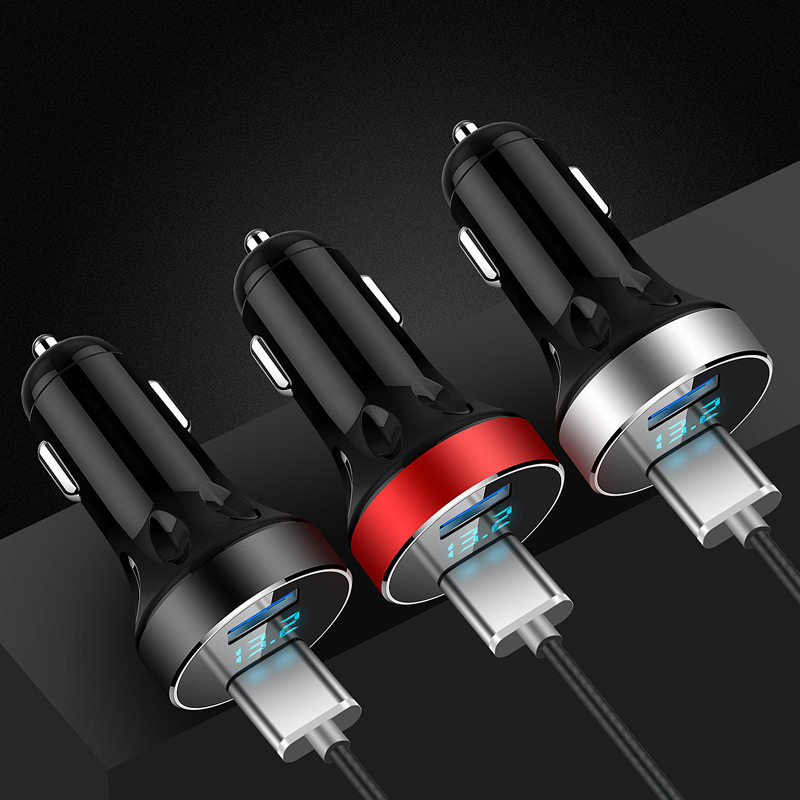 车载充电器手机快充车用点烟转换插头24v汽车内usb接口一拖二车充