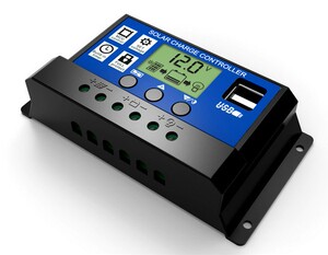 PWM太阳能控制器12V24V10A 液晶屏显示 光伏板发电路灯充电控制器