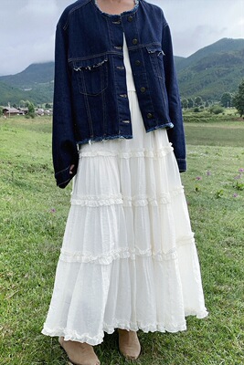 NEIHE内赫秋冬新款温柔甜美超仙裙2024年款千层蛋糕长款半身裙女