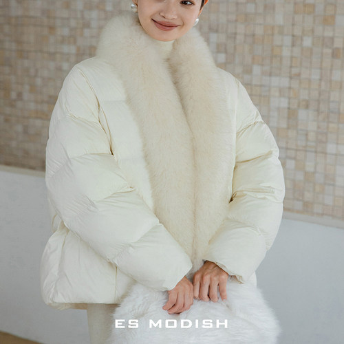 ESMODISH狐狸毛领90羽绒服