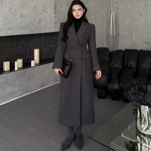 Vane韦恩十三行沙漏腰气质高级感毛呢大衣中长款女2025新款外套冬