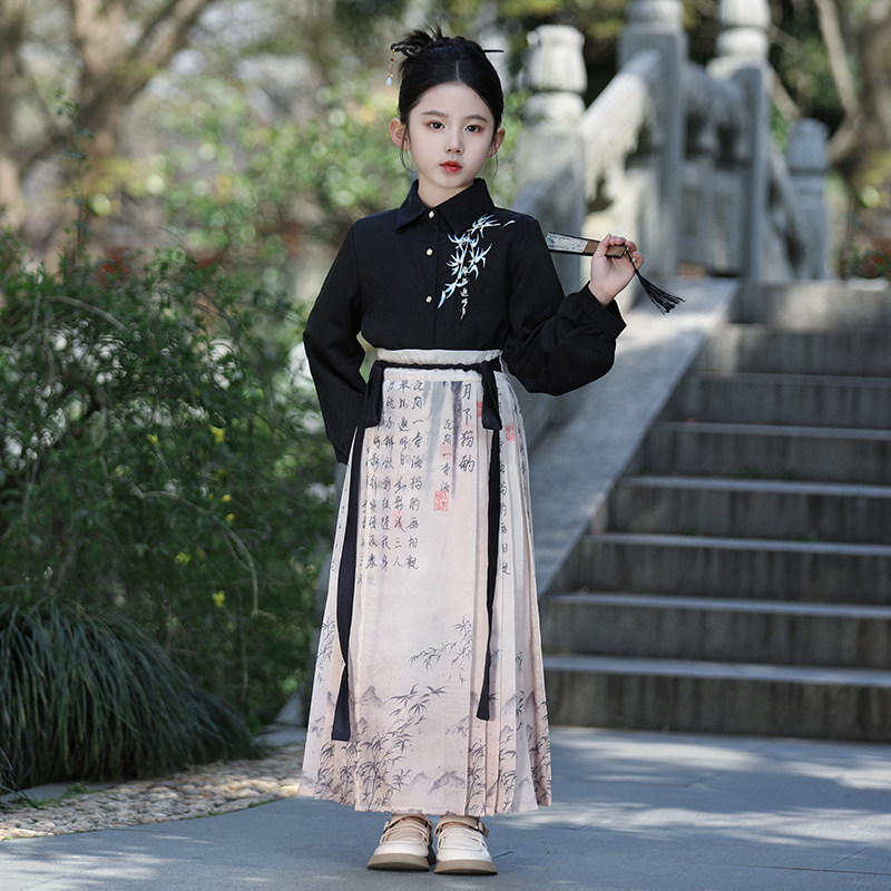 马面裙女童2026新款春秋明制套装新中式古风儿童汉服国风大童春季