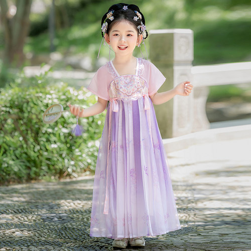 汉服女童夏薄款2026新款古风连衣裙夏季超仙儿童古装国风公主裙