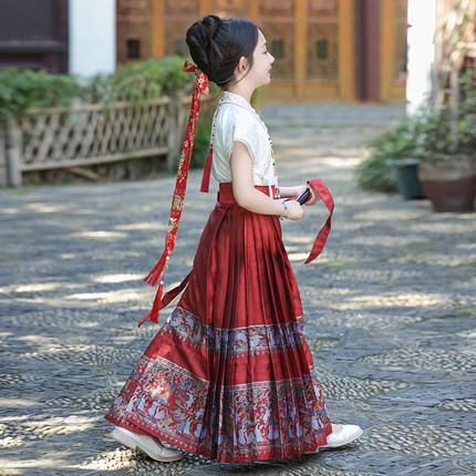 女童马面裙夏款套装2026新款儿童汉服古风明制古装夏季国风新中式