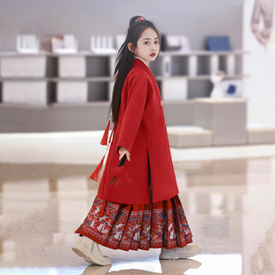 儿童马面裙女童冬款2026新款拜年服加厚汉服古风套装中国风秋冬季