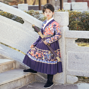 男童明制汉服飞鱼服秋冬古装明朝男孩锦衣卫儿童侠客中国风演出服