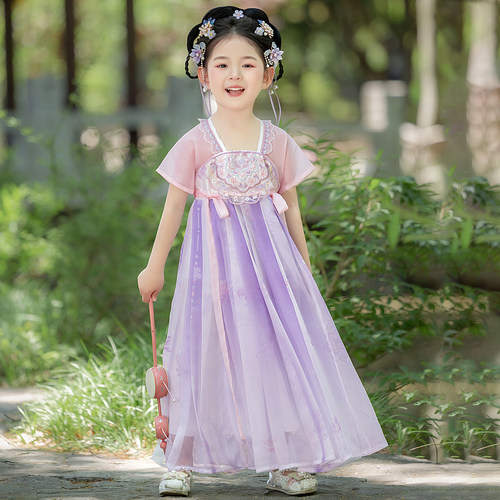 汉服女童夏薄款2026新款古风连衣裙夏季超仙儿童古装国风公主裙