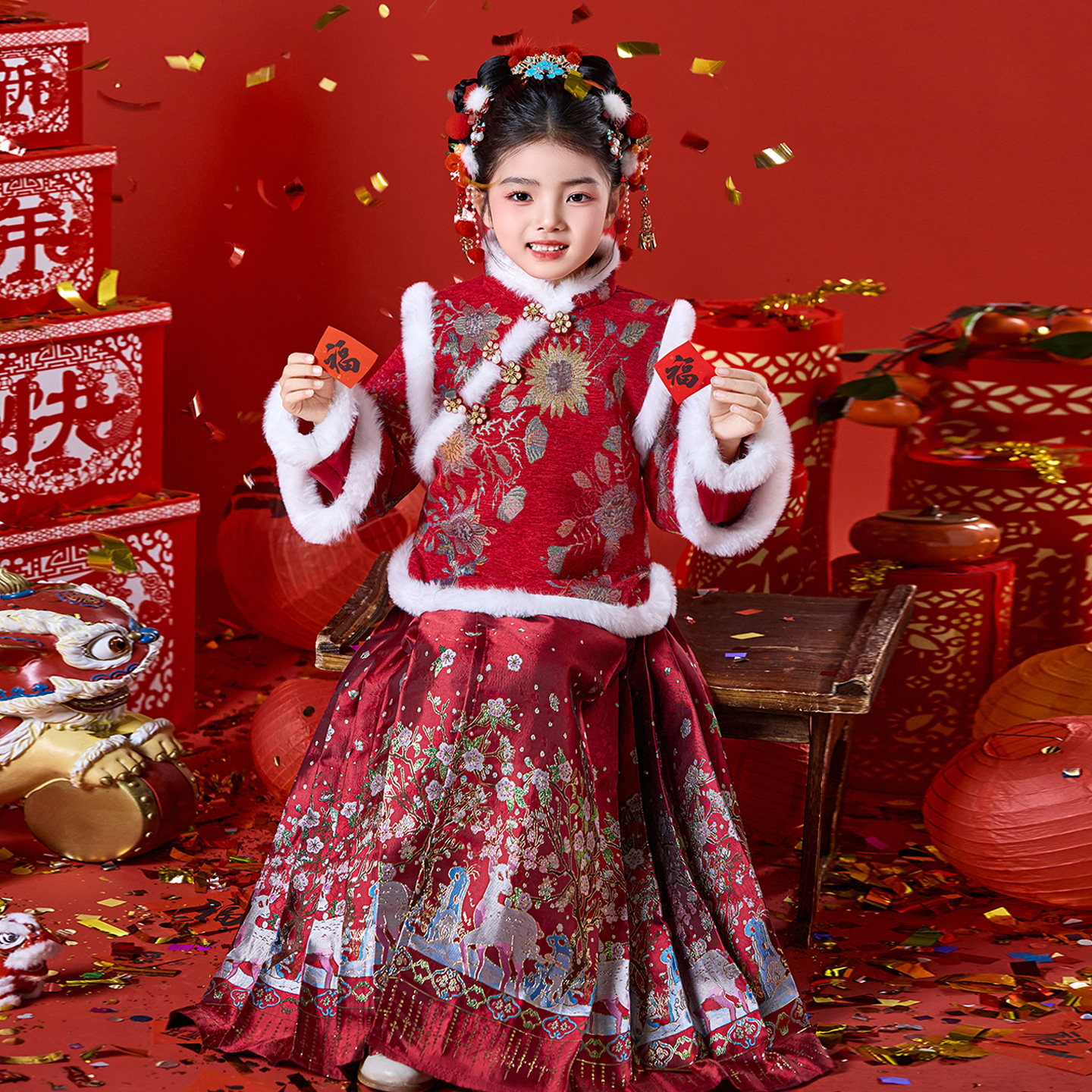 女童冬装汉服2025新款儿童马面裙拜年服过年服新中式冬裙国风女宝,童装/婴儿装/亲子装,汉服,淘宝优惠券,粉丝福利购,淘宝优惠卷