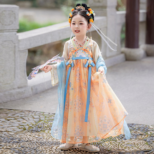 汉服女童春秋古风古装儿童2026新款襦裙新国风中秋绝美超仙连衣裙
