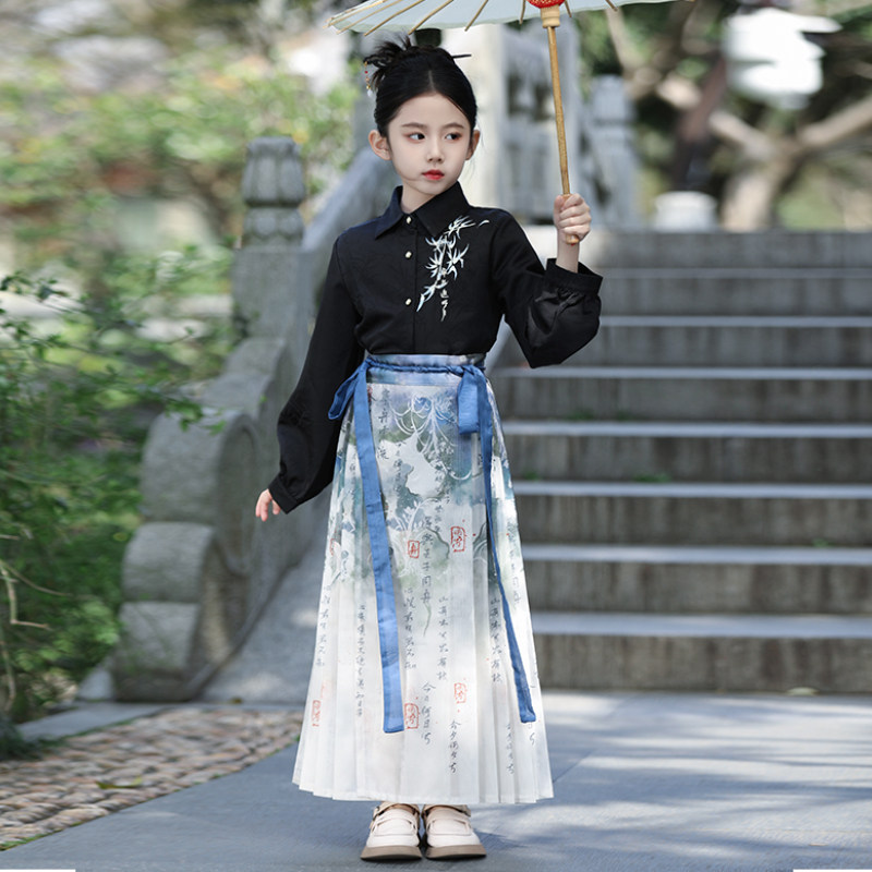 儿童马面裙女童春秋2026新款汉服大童春装新中式国风明制套装古风