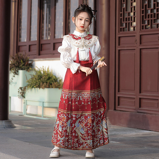 马面裙女童2026新款秋冬款套装儿童汉服国风新中式古风古装小女孩