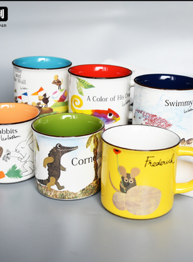 日本进口AITO美浓烧lionni马克杯可爱卡通插画陶瓷咖啡杯水茶杯子