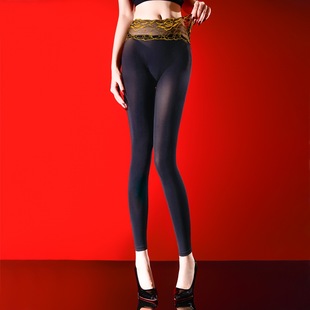 120D山茶花蕾丝腰春秋无缝裆九分裤袜女中厚天鹅绒男JJ套连裤袜子